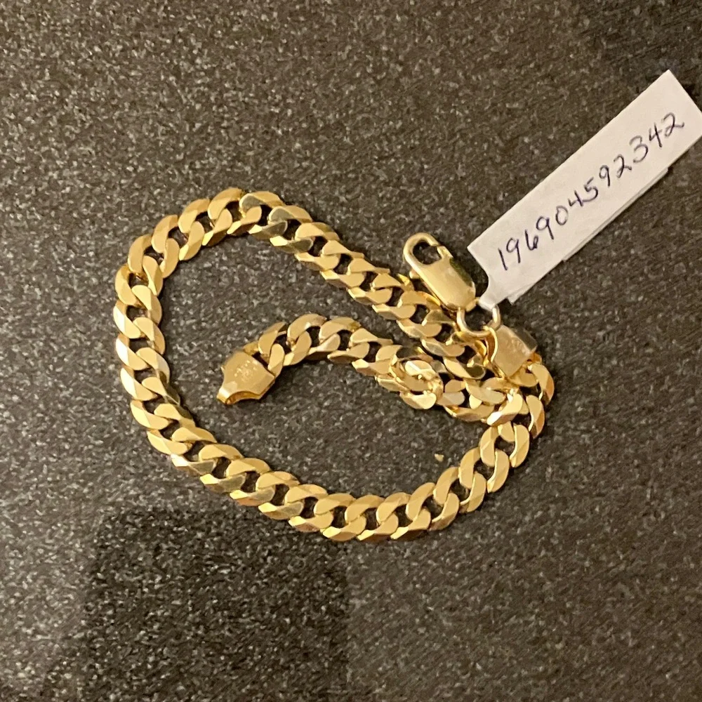 24K Gold Bonded 925 Cuban link Stamped Men’s Bracelet From Italy 🇮🇹 - Picture 15 of 15